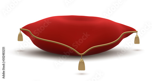 Vintage Red Pillow with Gold Tassels