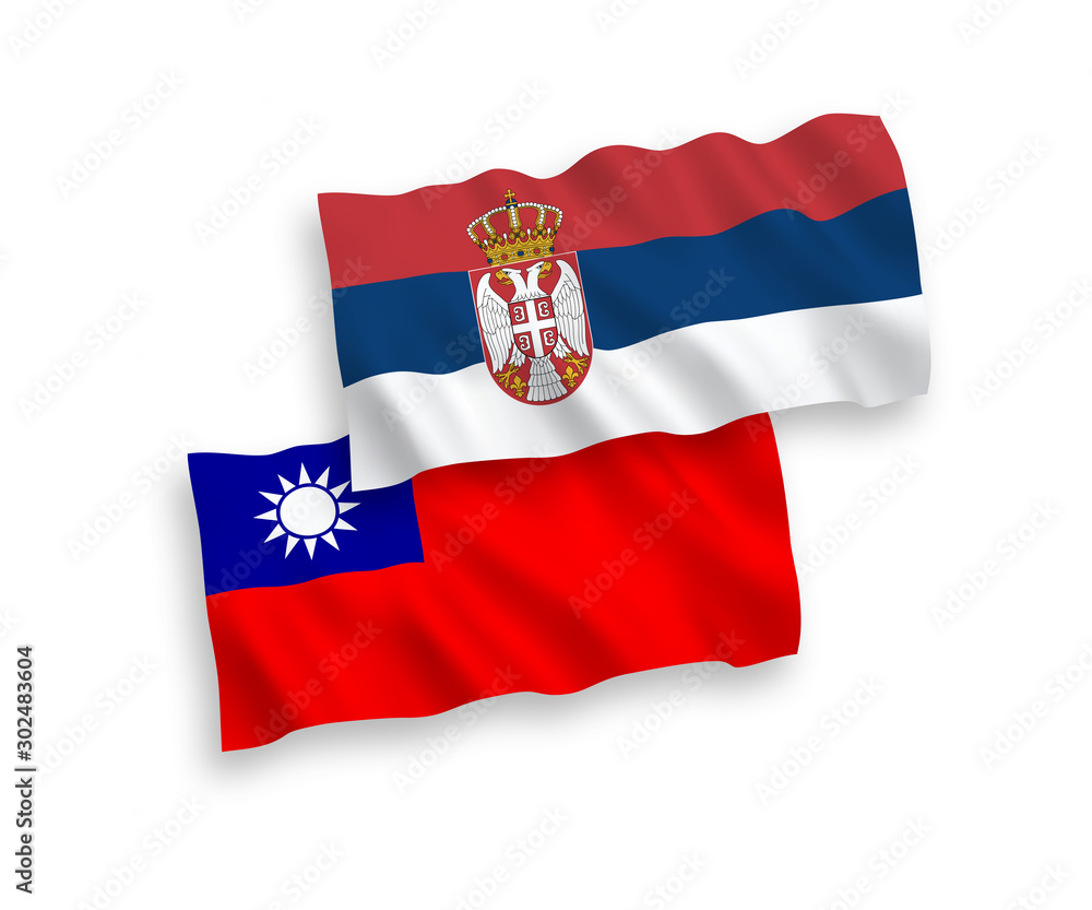 Flags of Taiwan and Serbia on a white background