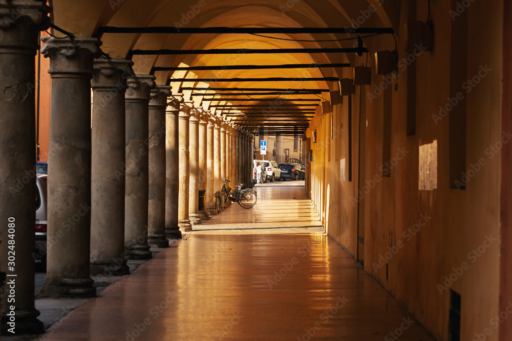 Porticos Bologna, Italy. Porticoes - UNESCO Heritage 