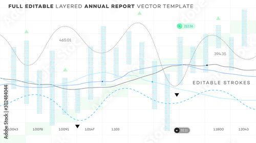 Global annual financial report. Analysis of statistics on editable chart.