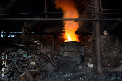 Blast furnace in the melt steel works in Demra  Dhaka  Bangladesh.