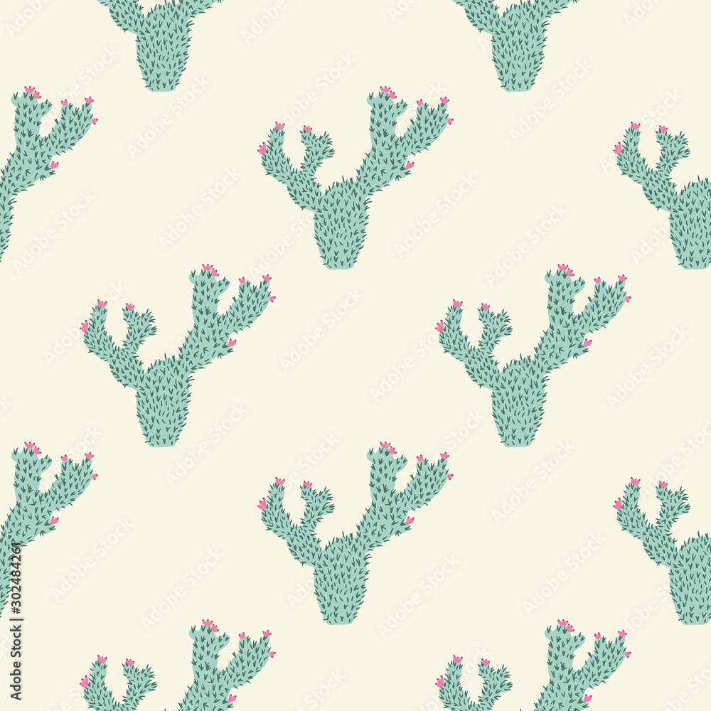 Cactus seamless pattern. Geometric cacti doodle wallpaper. Cactus seamless pattern. Geometric cacti doodle wallpaper.
