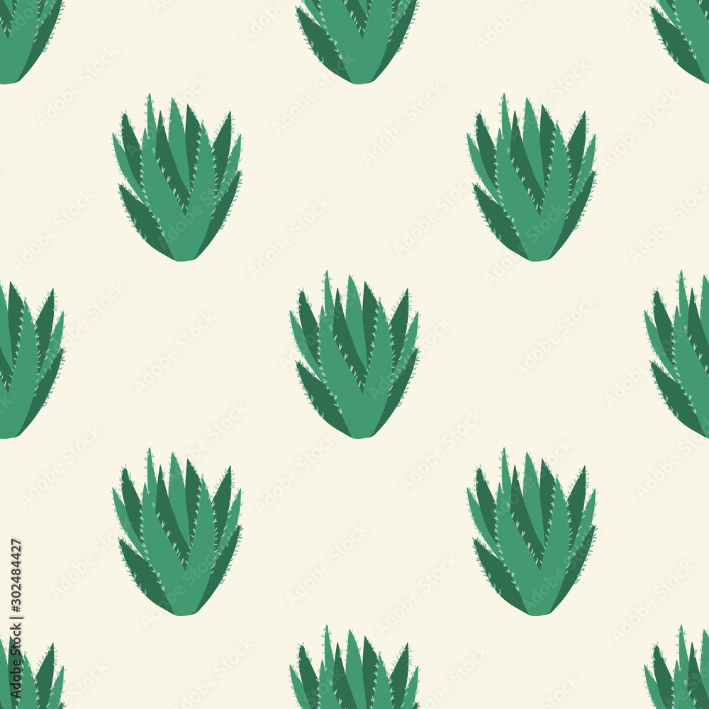 Geometric aloe cactus seamless pattern. Cacti doodle vector illustration. Geometric aloe cactus seamless pattern. Cacti doodle vector illustration.