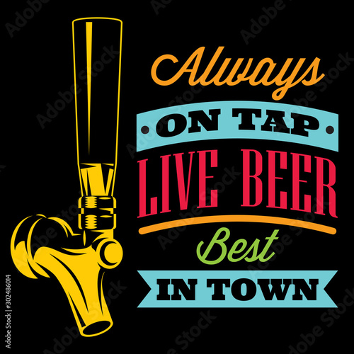 Vector illustration with beer tap and inscription
