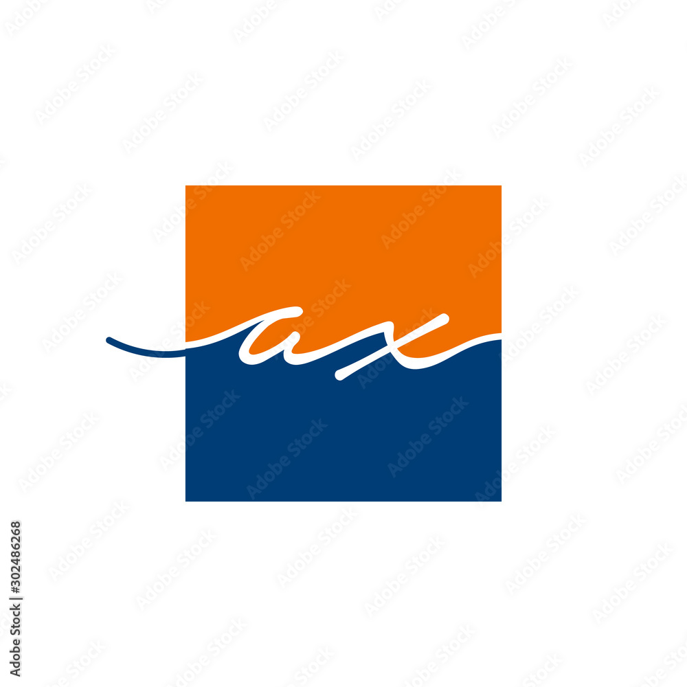 Letter AX or A X with square handwriting concept. handwriting logo of initial signature, wedding, fashion, jewelry, boutique, and botanical with creative template for any company or business - vector Letter AX or A X with square handwriting concept. handwriting logo of initial signature, wedding, fashion, jewelry, boutique, and botanical with creative template for any company or business - vector