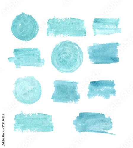 Obraz na płótnie Set of watercolor colorful spots; hand drawn artistic Illustration for your design