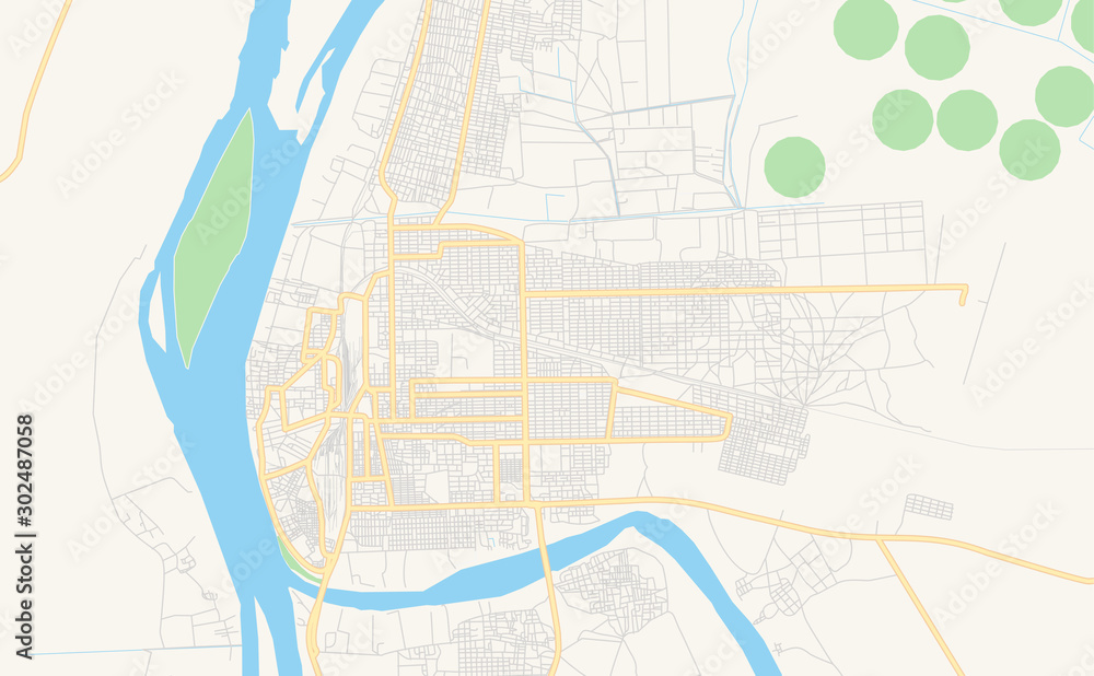 Printable street map of Atbara, Sudan