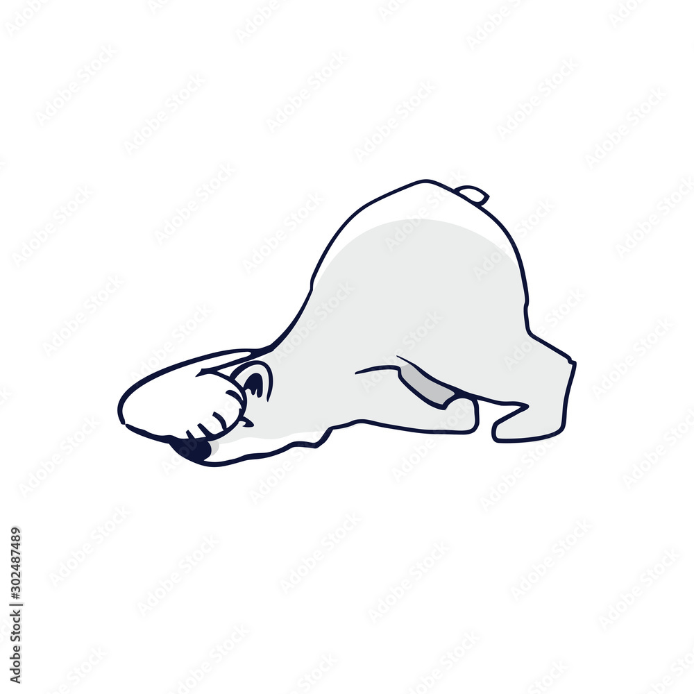 The polar bear is hiding. Bear character drawing. Bear in a funny situation vector The polar bear is hiding. Bear character drawing. Bear in a funny situation vector