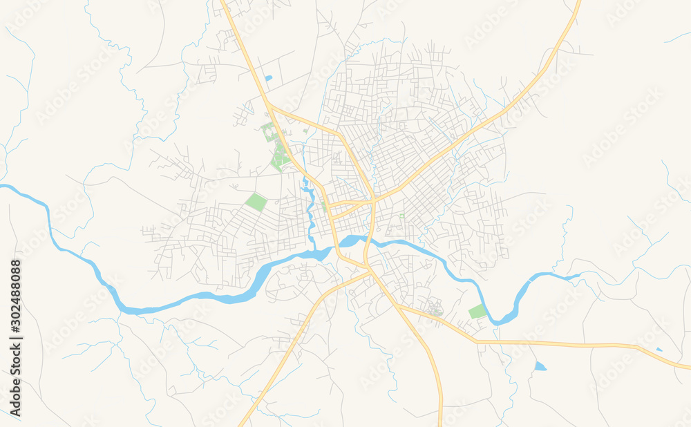 Printable street map of Kara, Togo