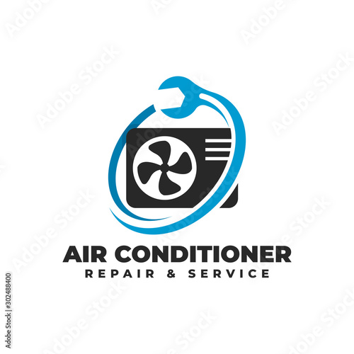 Air Conditioner Repair & Service Logo Vector Icon Illustration