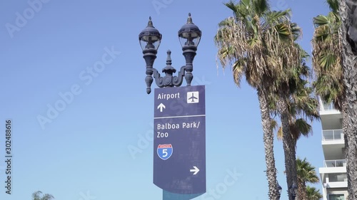 airport balboa park zoo san diego california street sign