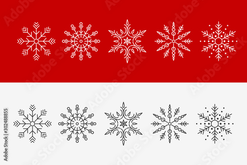 Set of beautiful patterned laser cut snowflakes. Template Christmas decorations New Year decorations.