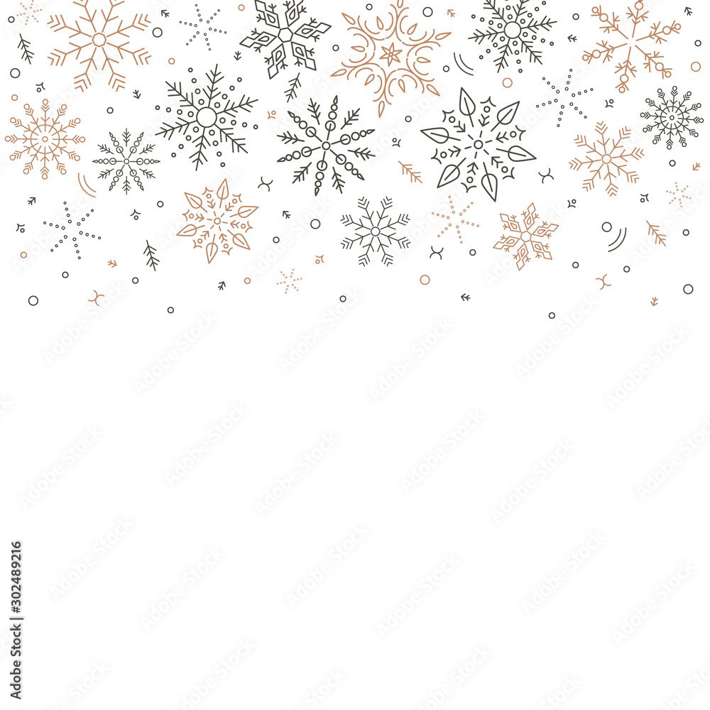 gray golden snowflakes fall from above. Christmas element. Congratulatory holiday background and Xmas concept. gray golden snowflakes fall from above. Christmas element. Congratulatory holiday background and Xmas concept.