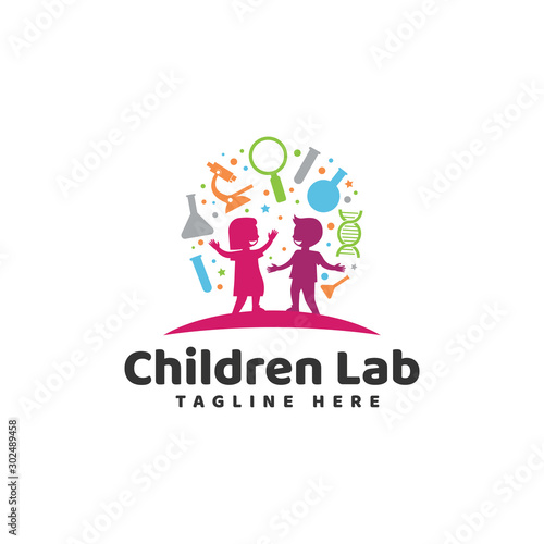 Children Laboratory  Logo Vector Icon Illustration