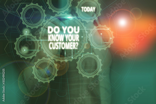 Fototapeta Naklejka Na Ścianę i Meble -  Text sign showing Do You Know Your Customer Question. Business photo showcasing service identify clients with relevant information Picture photo system network scheme modern technology smart device