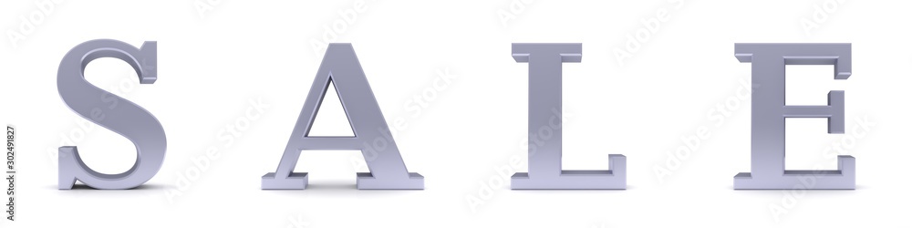 SALE letters silver text 3d sign