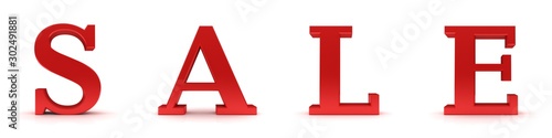 SALE text red 3d letters