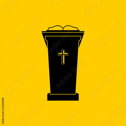 Christian symbols. The chair of the preacher in the church. Tribune for God's Word.