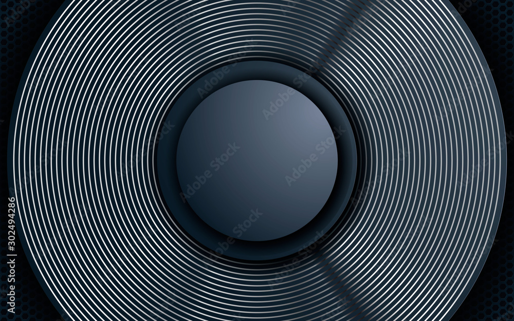 Obraz premium Dark abstract background with black overlap layers. Texture with line element decoration.