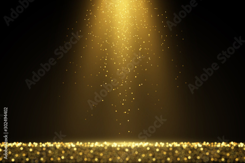 Sparkling golden glitter dust abstract luxury background