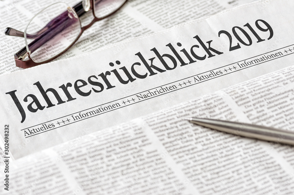 Zeitung mit der Überschrift Jahresrückblick 2019 Zeitung mit der Überschrift Jahresrückblick 2019