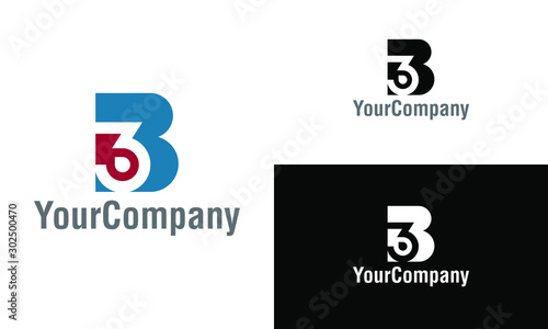 Corporate letter B, 3 and 3B logo design template. Simple and clean flat design of letter B, 3 and 3B logo vector template.