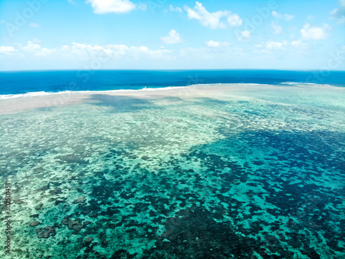Aerial perspective of Norman Reef at the GBR, Australia