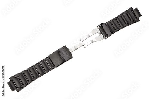 Metal bracelet for watches isolate on a white background. Metal strap for watches.