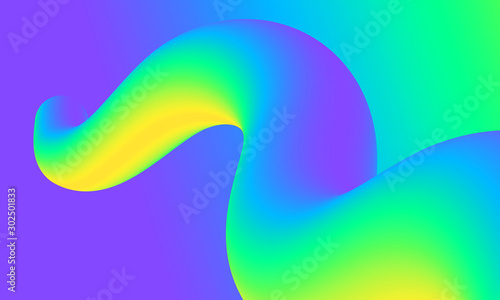 Modern colorful blue and green abstract soft 3D flow shapes. Liquid wave gradient background.