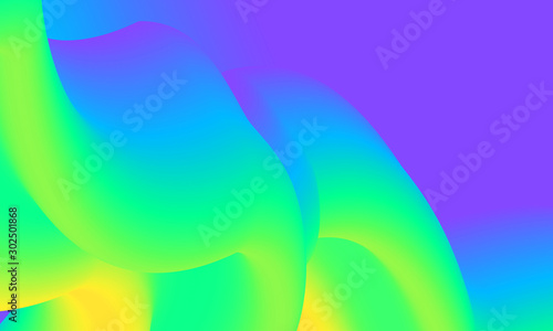 Modern colorful blue and green abstract soft 3D flow shapes. Liquid wave gradient background.