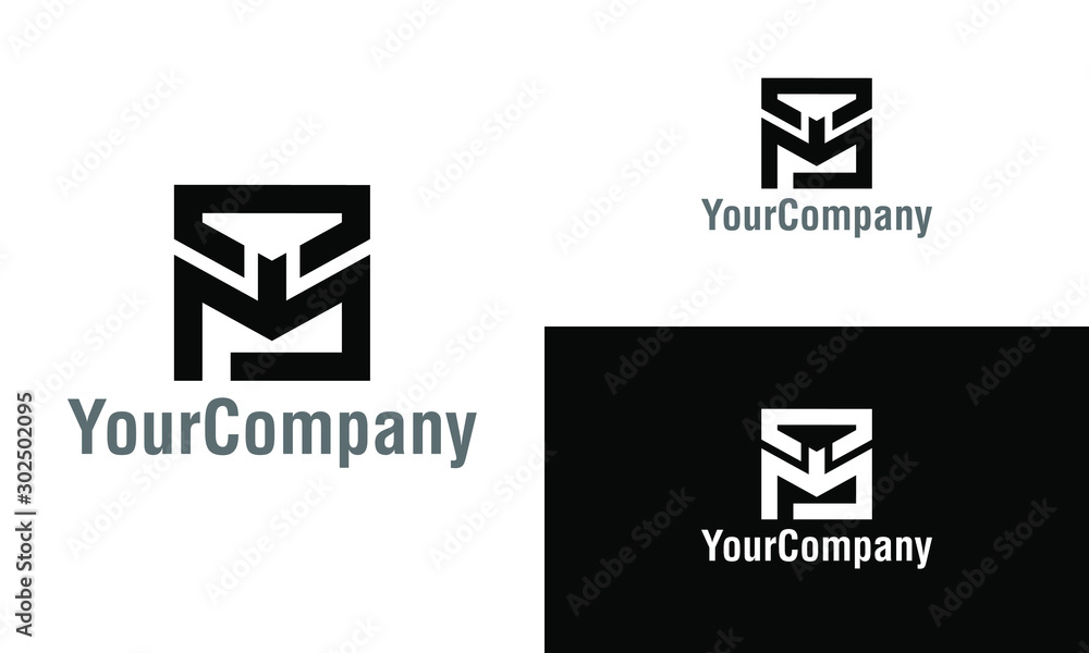 Naklejka premium Corporate letter MT logo design template. Simple and clean flat design of letter MT logo vector template.