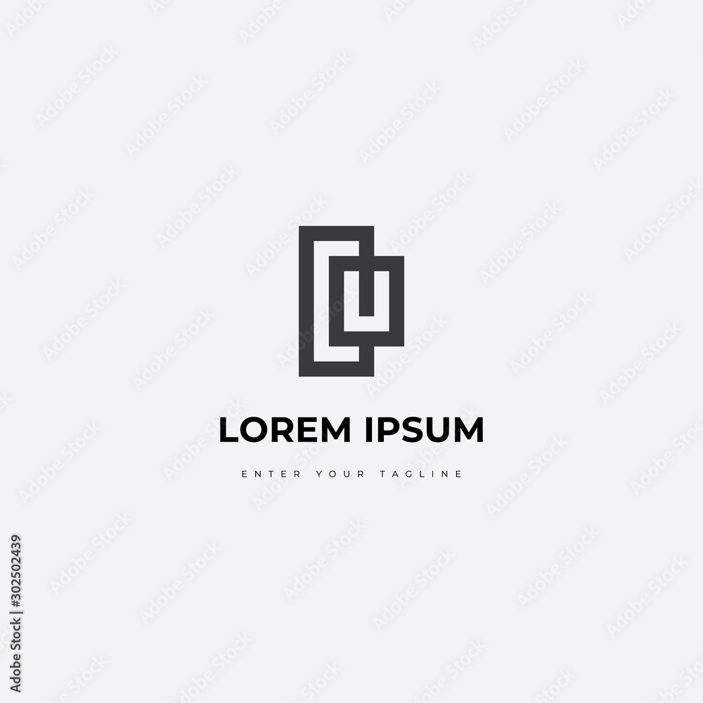 Logo Letter CU Negative Space, Simple Monogram With Line, Concept Letter C + U. Logo Letter CU Negative Space, Simple Monogram With Line, Concept Letter C + U.