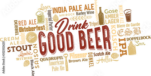 Vintage Beer Icons and Word Cloud for Breweries and Bars
