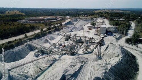 Wallpaper Mural Aerial view  of crusher works with rubble at extraction site. Rock stone crushing machine at a mining quarry.  Torontodigital.ca