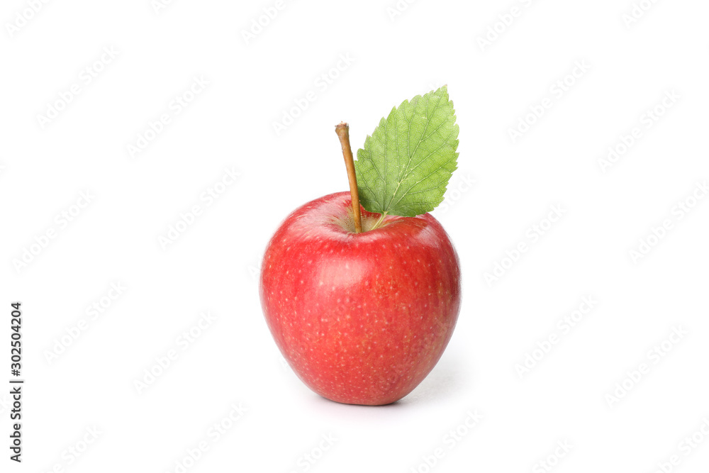 Red apple with leaf isolated on white background Red apple with leaf isolated on white background