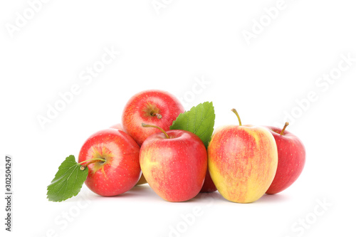 Pile of red apples isolated on white background