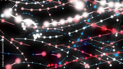The coherence of points and lines. 3D rendering, 3d illustrates the combination of the light of light trails. Big Data connection and technology