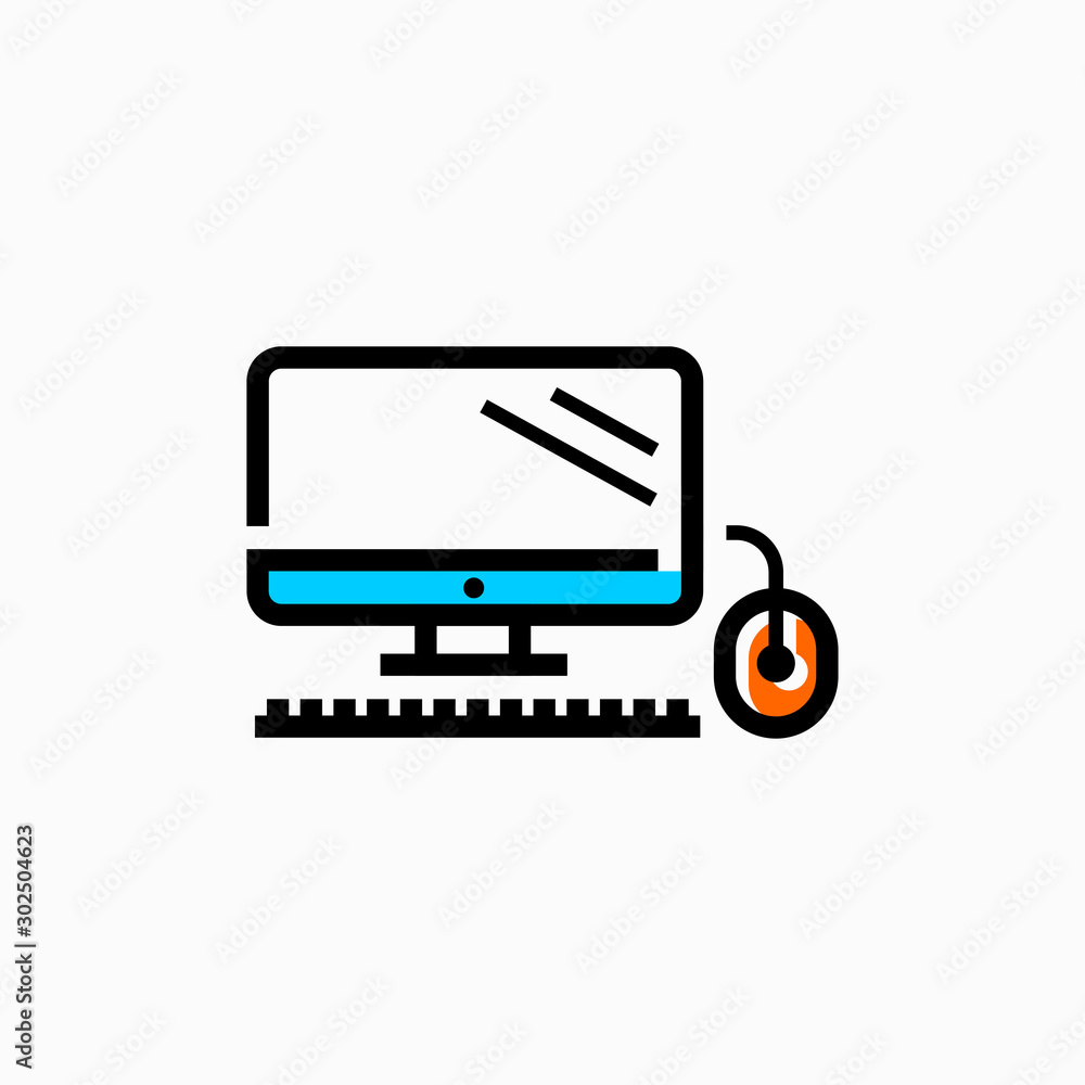 Technology and computers icon, Desktop Personal Computer icon, simple Computer icon Technology and computers icon, Desktop Personal Computer icon, simple Computer icon
