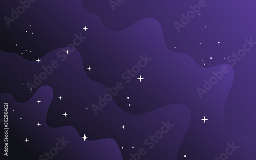 Vector space background . Cute flat style template with Stars in Outer space