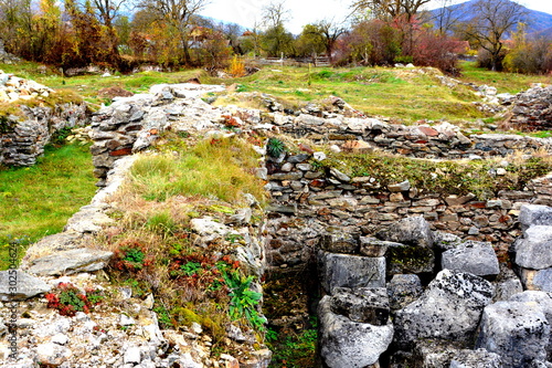 Ruins of the old dacian fortress in Sarmisegetuza Regia, Romania, two thousand years ago