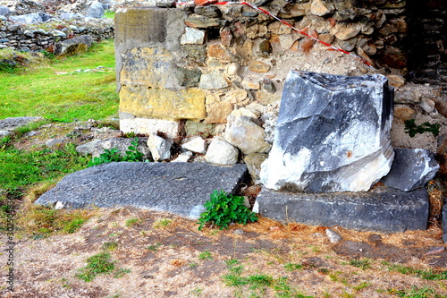 Ruins of the old dacian fortress in Sarmisegetuza Regia, Romania, two thousand  years ago photo