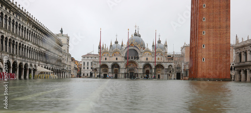 sea inside Saint Mark Square in Venice in Italy during the reco