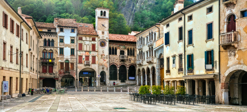 Traditional medieval villages (towns) of northern Italy - Vittorio Veneto. Veneto province