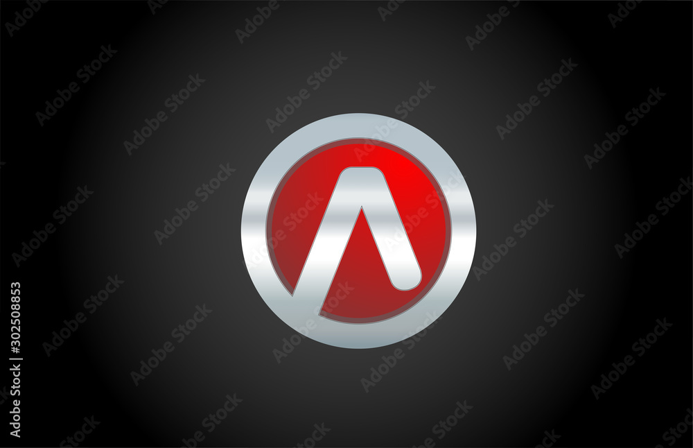 black blackground red metal A alphabet letter logo design icon for ...