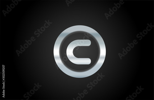 silver metal alphabet letter C icon logo design for a company