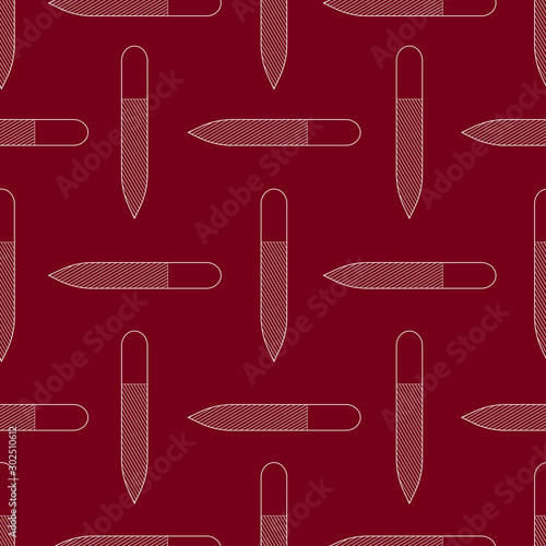 Seamless pattern nail file. Vector texture black on a white background. Thin lines symbol. Design for banner, flyer, poster or print, websites, web design, mobile app on white background.