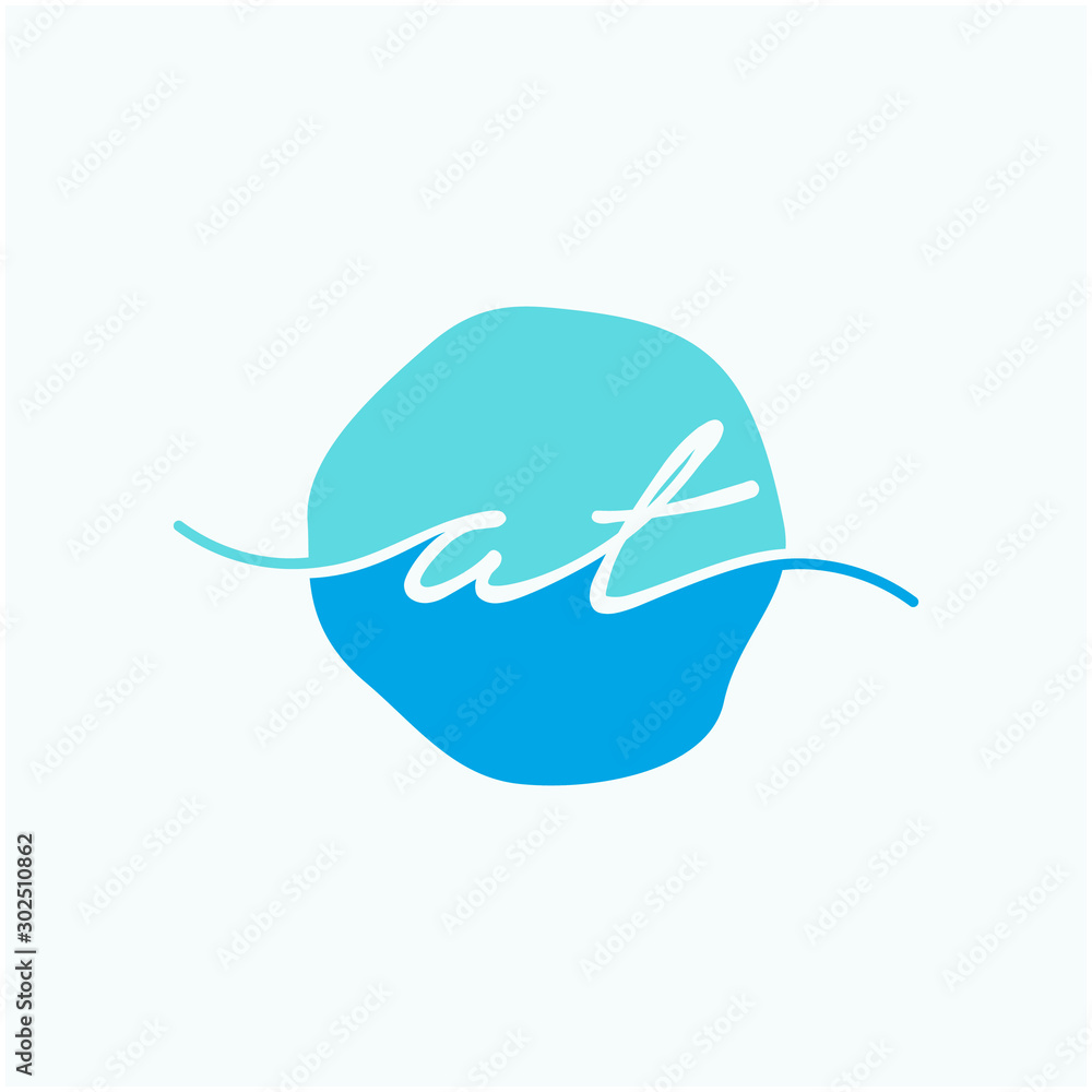 Letter AT or A T with circle handwriting concept. handwriting logo of initial signature, wedding, fashion, jewelry, boutique, and botanical with creative template for any company or business - vector Letter AT or A T with circle handwriting concept. handwriting logo of initial signature, wedding, fashion, jewelry, boutique, and botanical with creative template for any company or business - vector