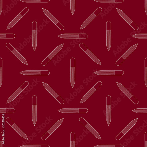Seamless pattern nail file. Vector texture black on a white background. Thin lines symbol. Design for banner, flyer, poster or print, websites, web design, mobile app on white background.