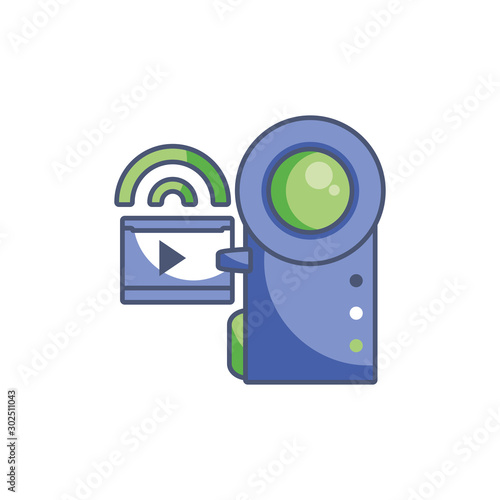 Digital videocamera icon fill design