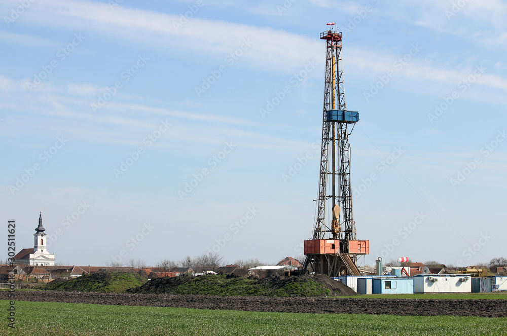 Oil and gas drilling rig in oilfield industry